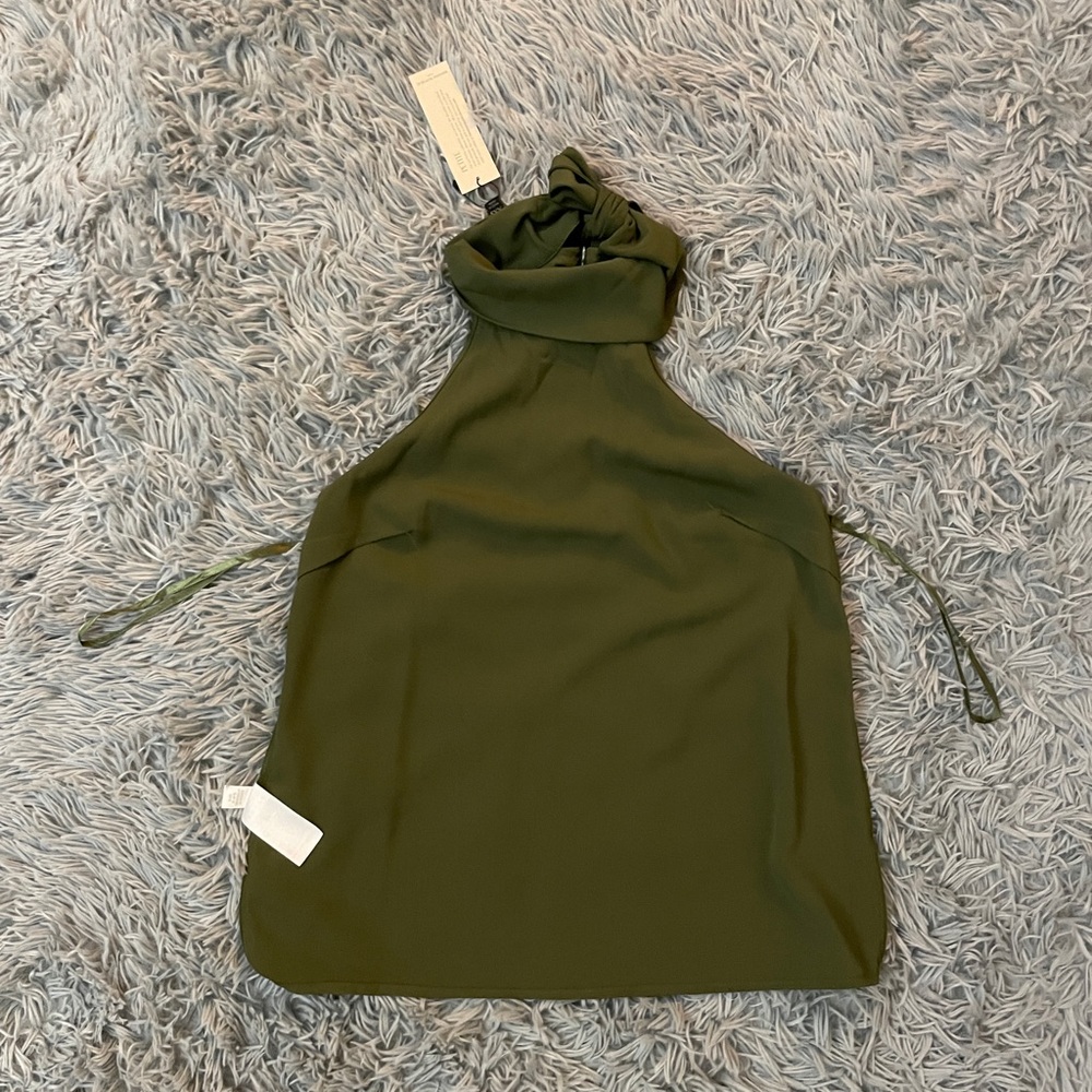 NWT Banana Republic Womens High-Neck Sleeveless Top in dark olive color - Picture 10 of 11